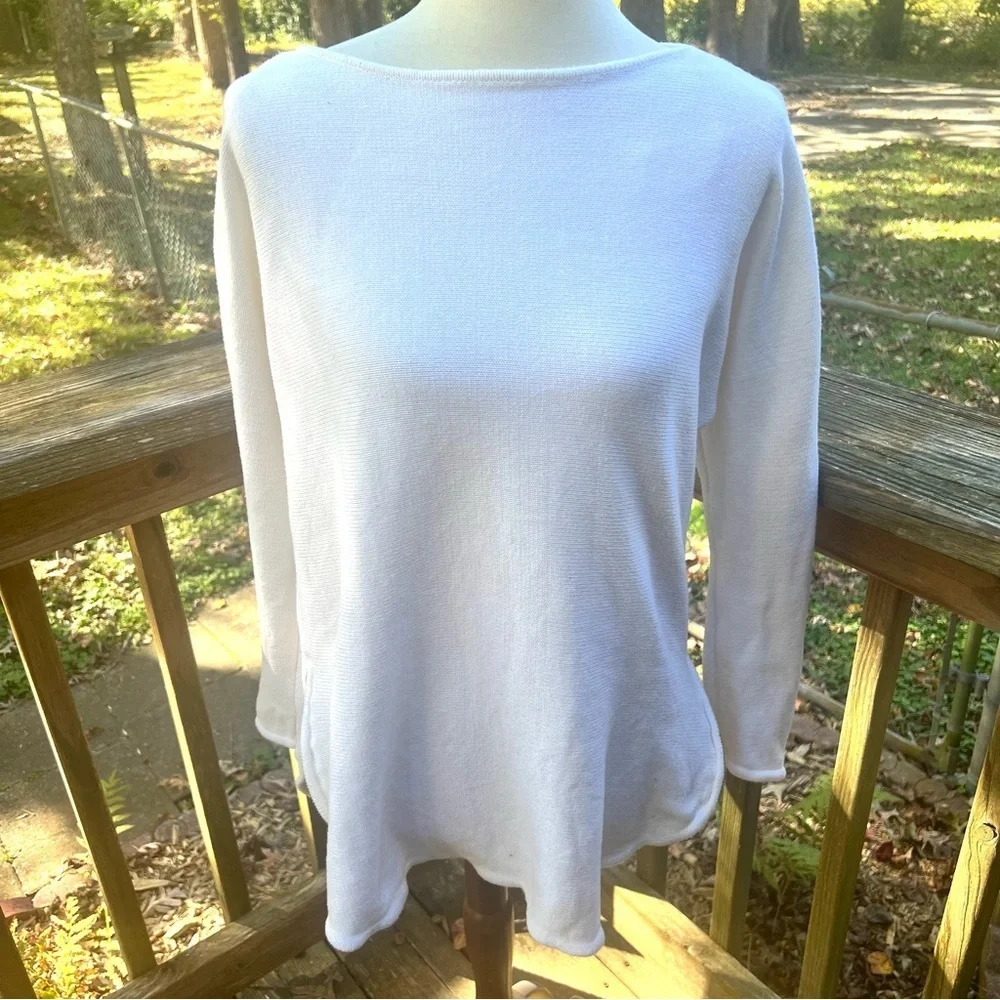 Michael Kors Cream Long Sleeve Top pullover sweater zip sides